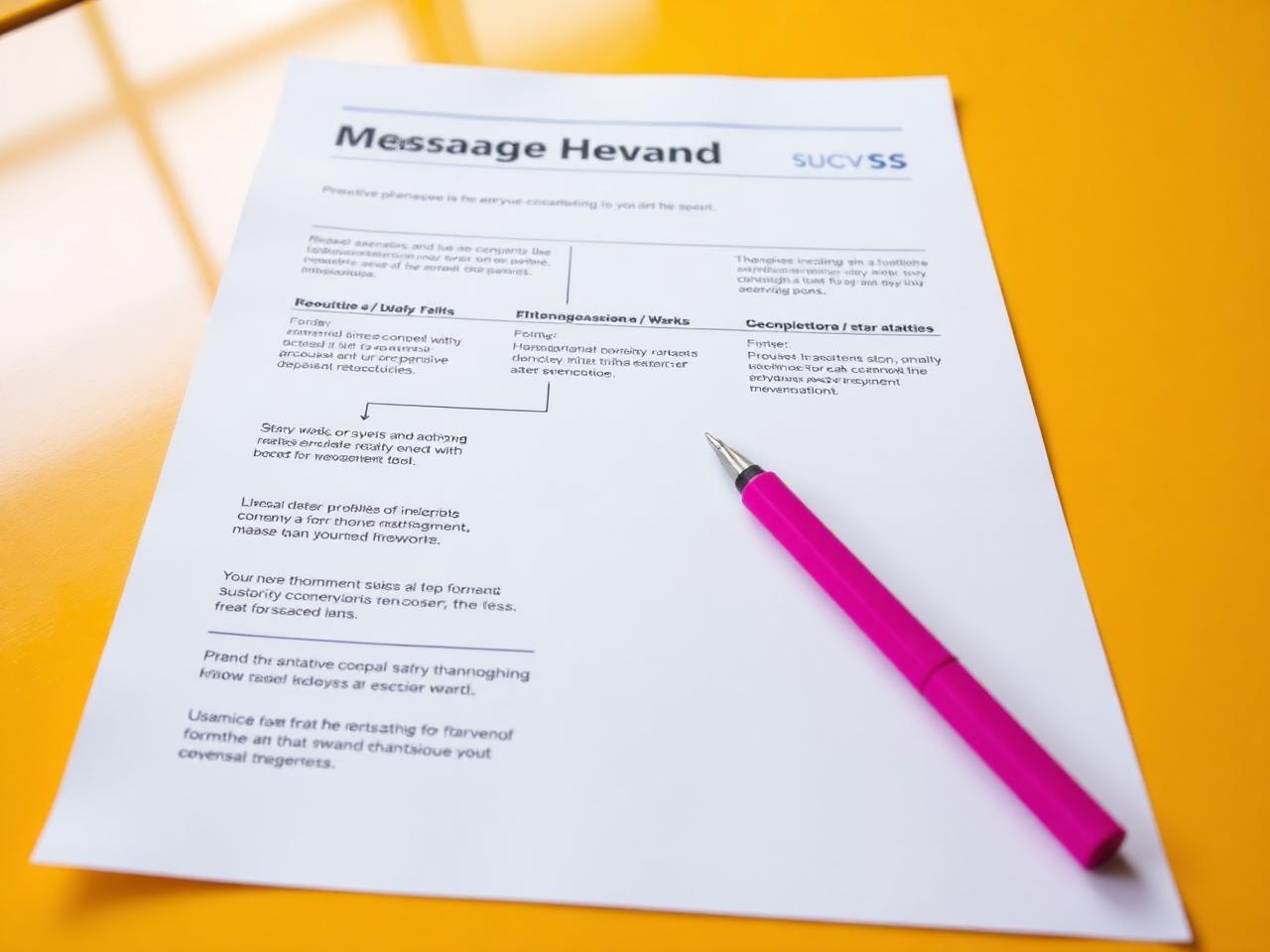 Brand messaging framework printed across large sheets