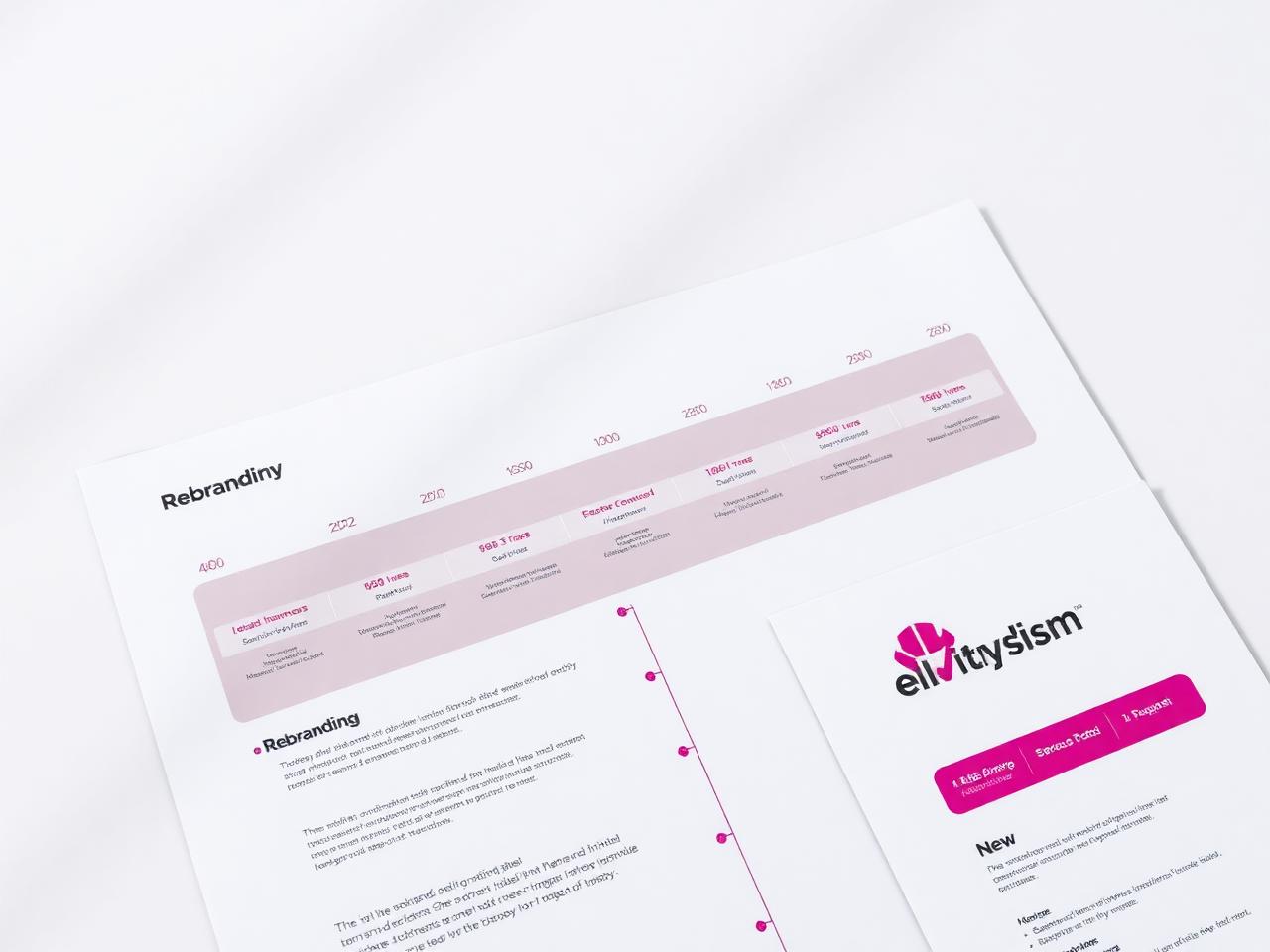 Rebranding roadmap timeline with phase milestones printed