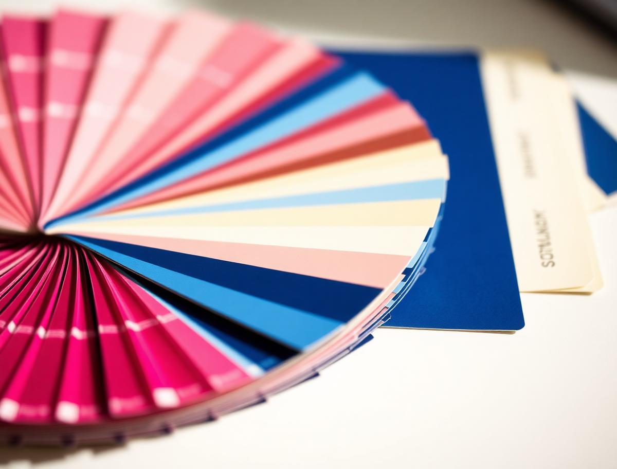 Brand identity boards with color chips and typography samples