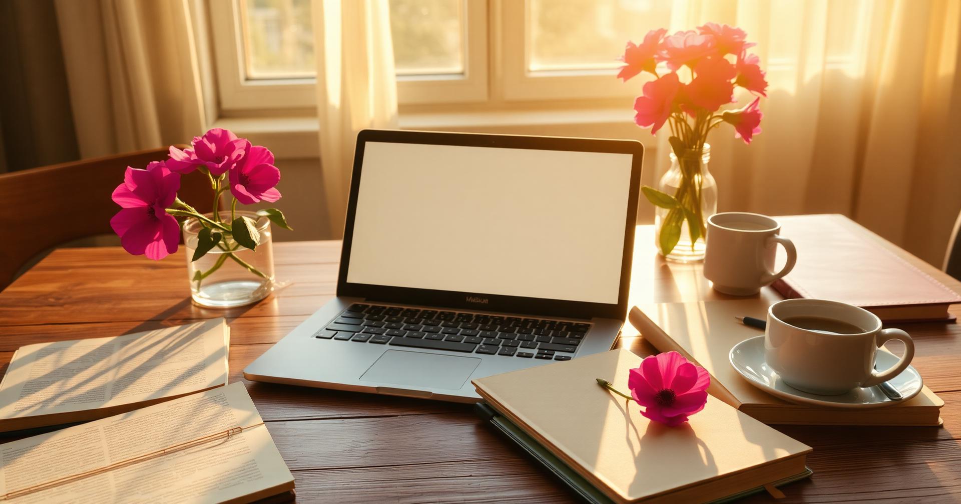Writer at a sunlit desk finishing a marketing article