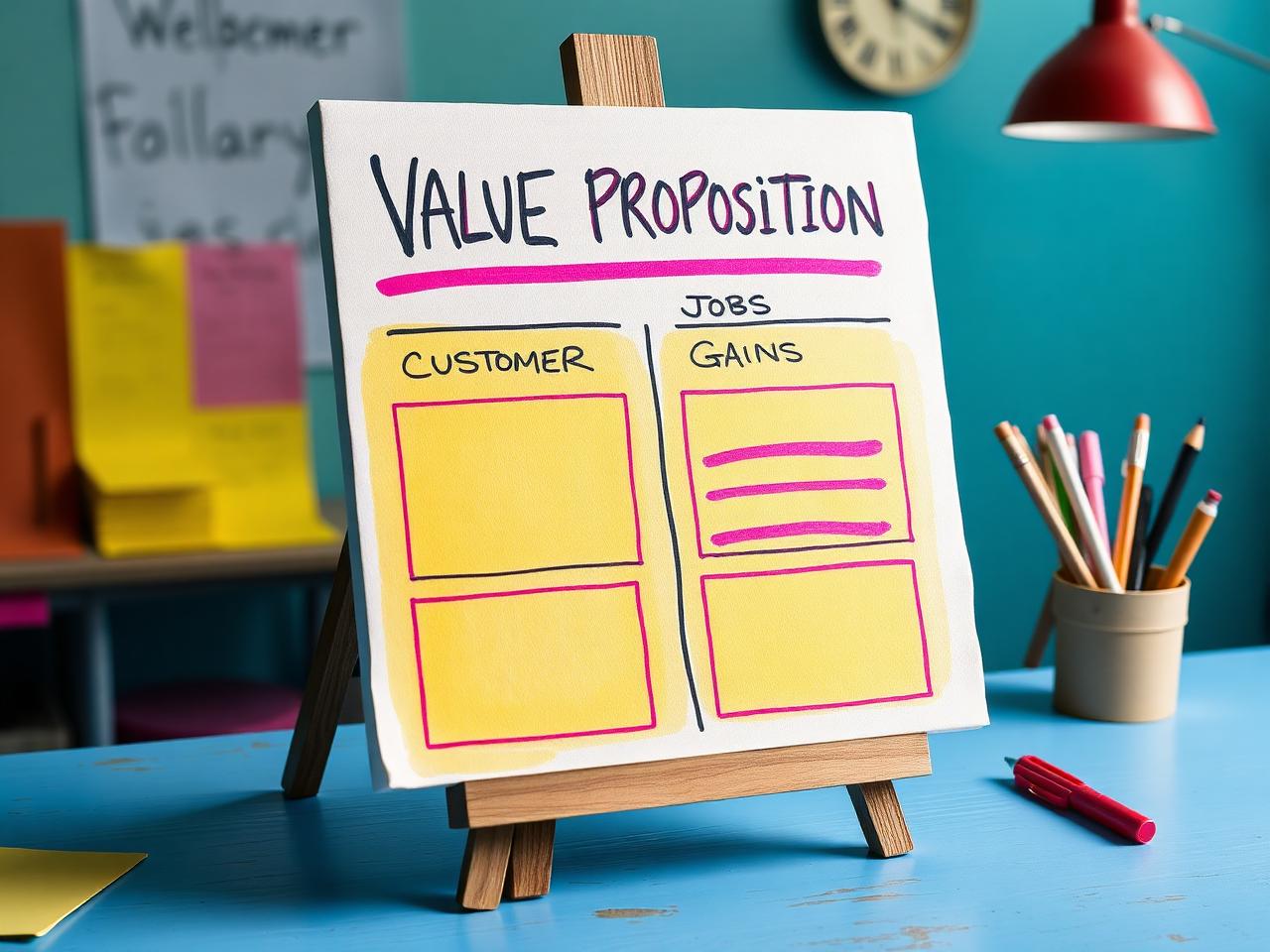 Value proposition canvas with customer jobs and gains filled in